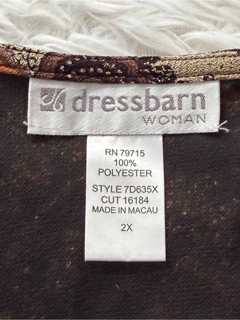 DressBarn Womens 2X Boho Paisley Top Brown Tan Bell Sleeve Office Peasant Fall - Picture 3 of 8